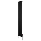 Radiatore Ovale a Colonna Singola Verticale con Valvole 1800 x 240 mm Nero