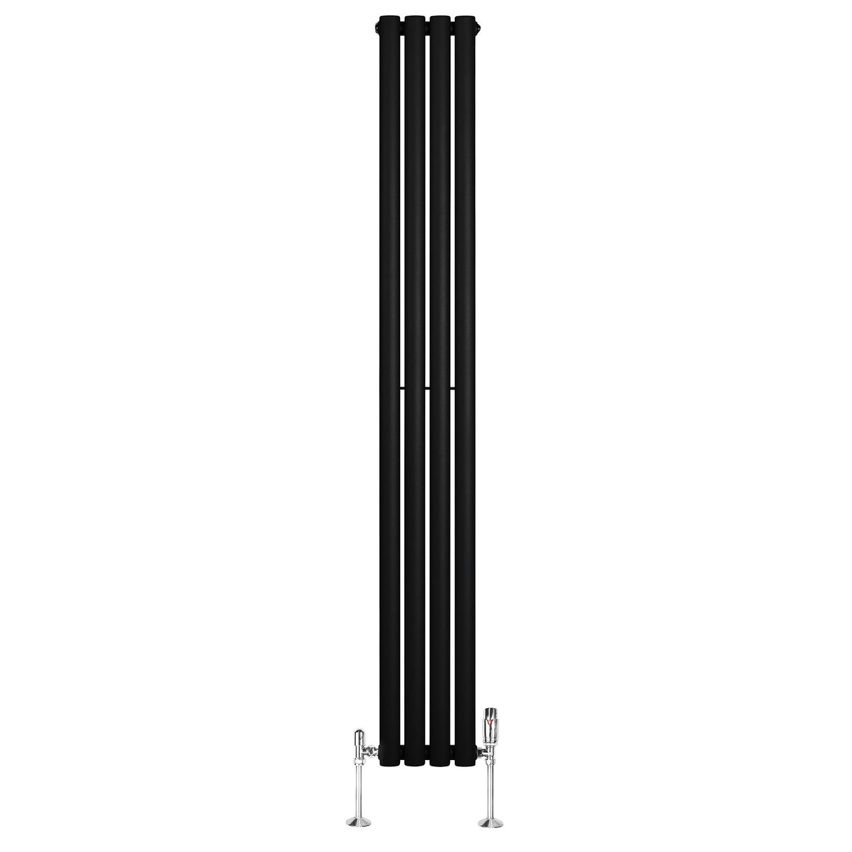 Radiatore Ovale a Colonna Singola Verticale con Valvole 1800 x 240 mm Nero