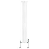 Radiatore Ovale a Colonna Singola Verticale con Valvole 1800 x 240 mm Bianco
