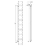 Radiatore Ovale a Colonna Singola Verticale con Valvole 1800 x 240 mm Bianco