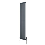 Radiatore Ovale a Colonna Singola Verticale con Valvole 1800 x 360 mm Antracite