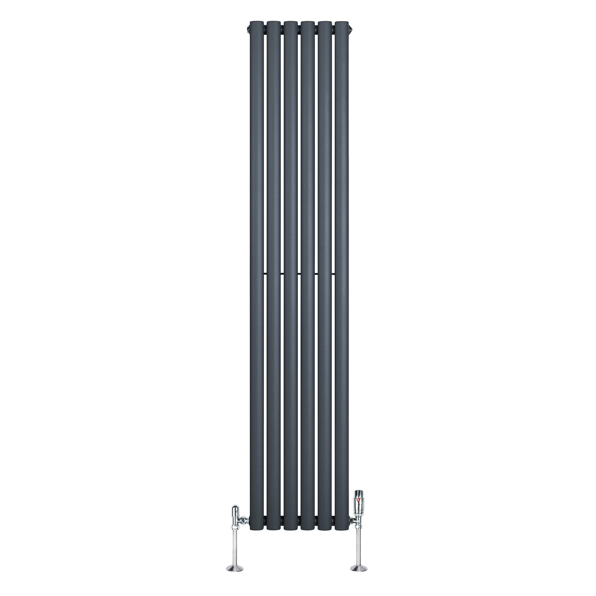 Radiatore Ovale a Colonna Singola Verticale con Valvole 1800 x 360 mm Antracite