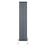 Radiatore Ovale a Colonna Singola Verticale con Valvole 1800 x 360 mm Antracite