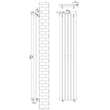 Radiatore Ovale a Colonna Singola Verticale con Valvole 1800 x 360 mm Antracite