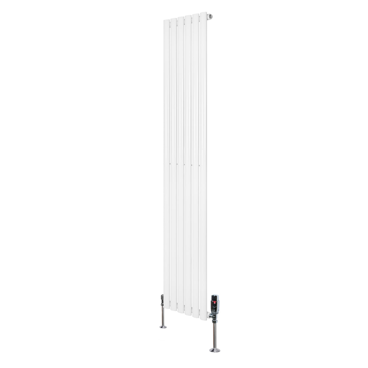 Radiatore Ovale a Colonna Singola Verticale con Valvole 1800 x 360 mm Bianco