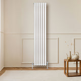 Radiatore Ovale a Colonna Singola Verticale con Valvole 1800 x 360 mm Bianco