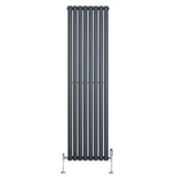 Radiatore Ovale a Colonna Singola Verticale con Valvole 1800 x 480 mm Antracite
