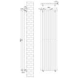 Radiatore Ovale a Colonna Singola Verticale con Valvole 1800 x 480 mm Antracite