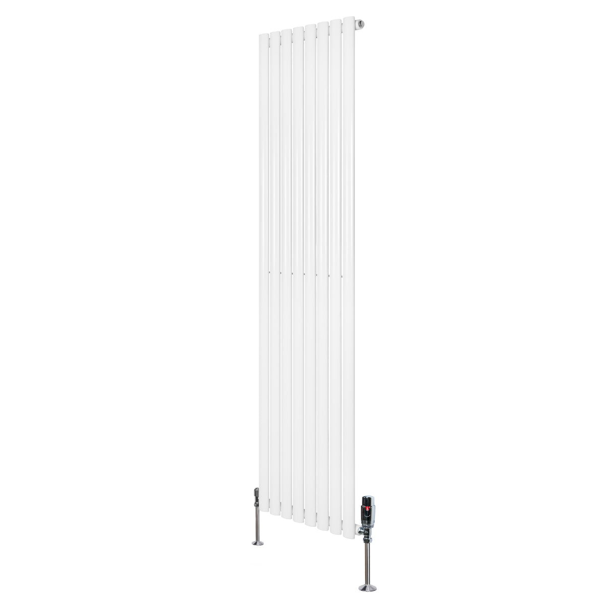 Radiatore Ovale a Colonna Singola Verticale con Valvole 1800 x 480 mm Bianco