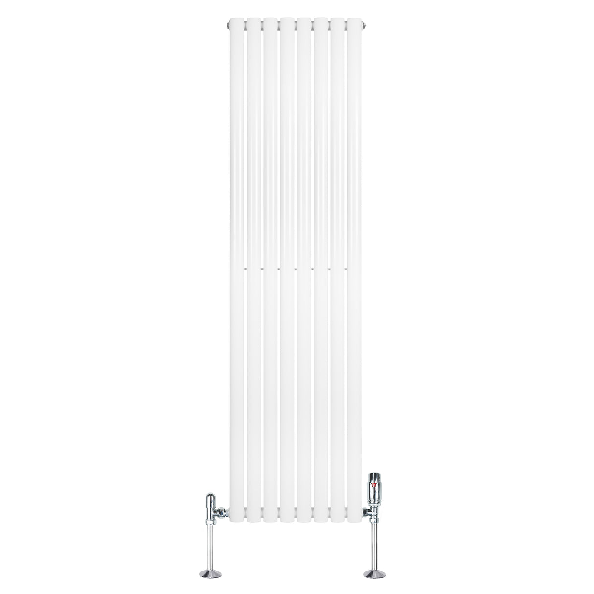 Radiatore Ovale a Colonna Singola Verticale con Valvole 1800 x 480 mm Bianco