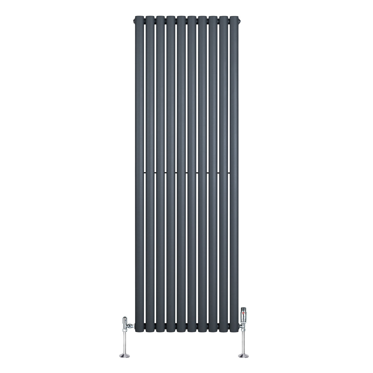 Radiatore Ovale a Colonna Singola Verticale con Valvole 1800 x 600 mm Antracite
