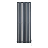 Radiatore Ovale a Colonna Singola Verticale con Valvole 1800 x 600 mm Antracite