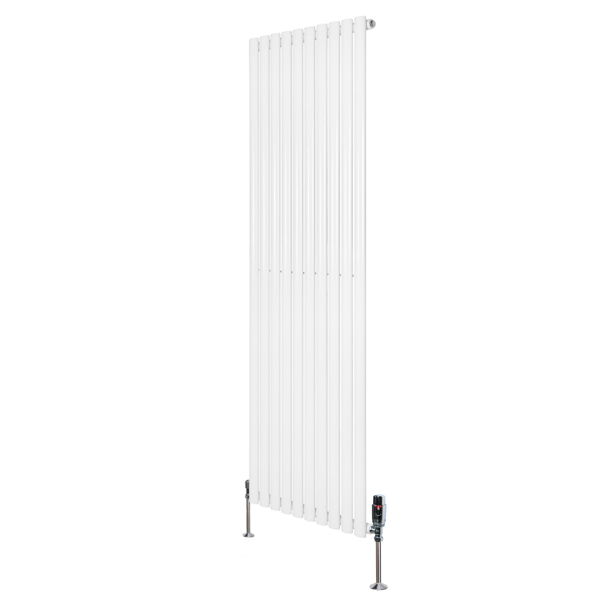 Radiatore Ovale a Colonna Singola Verticale con Valvole 1800 x 600 mm Bianco