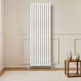 Radiatore Ovale a Colonna Singola Verticale con Valvole 1800 x 600 mm Bianco
