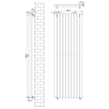 Radiatore Ovale a Colonna Singola Verticale con Valvole 1800 x 600 mm Bianco