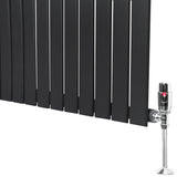 Radiatore piatto monocolonna grigio antracite, dimensioni 600 x 910 mm, con valvole lucide e design elegante e moderno