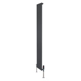 Radiatore piatto monocolonna grigio antracite, 1800 x 280 mm, con finitura liscia e valvole eleganti ai lati per un design moderno