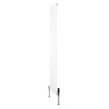 Radiatore piatto monocolonna bianco, 1800 x 280 mm, con finitura liscia e valvole eleganti, ideale per ambienti moderni