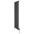 Radiatore piatto monocolonna grigio antracite, 1800 x 560 mm, con finitura liscia e valvole moderne, ideale per ambienti eleganti