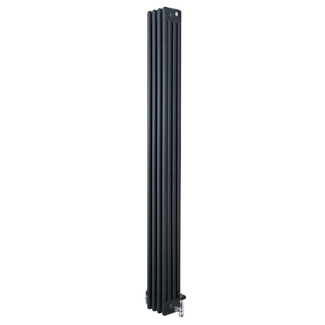 Radiatore tradizionale verticale a 4 colonne, finitura grigio antracite, design elegante e lineare, ideale per riscaldare spazi moderni