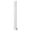 Radiatore verticale a 4 colonne, finitura bianca lucida, misura 1800 x 200 mm, con valvole per un design elegante e funzionale