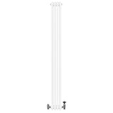 Radiatore tradizionale verticale a 4 colonne, finitura bianca lucida, con valvole, dimensioni 1800 x 200 mm, design elegante e funzionale