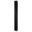Radiatore tradizionale verticale a 4 colonne, finitura nera opaca, dimensioni 1800 x 200 mm, con valvole in ottone lucido