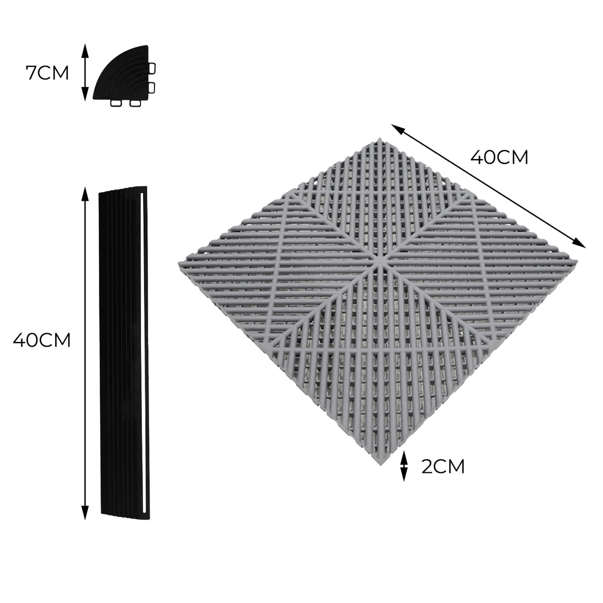 Piastrelle a Incastro Ventilate 3,2m x 6m per Garage e Officine, Antiscivolo - 120 Grigie