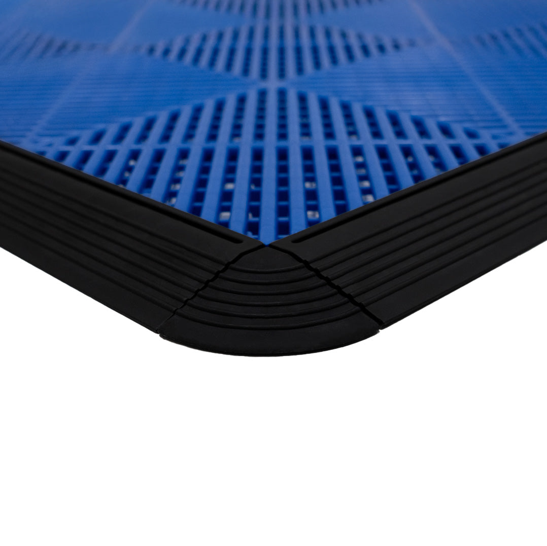 Luci LED Esagonali & Piastrelle Ventilate per Pavimento Garage con Bordi - 60 Nere & 60 Blu