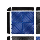 Luci LED Esagonali & Piastrelle Ventilate per Pavimento Garage con Bordi - 60 Nere & 60 Blu