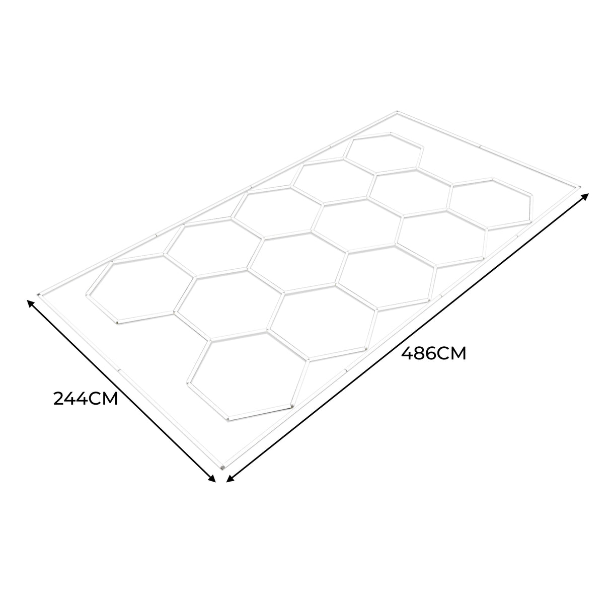 Luci LED Esagonali & Piastrelle Ventilate per Pavimento Garage con Bordi - 90 Grigie & 30 Nere