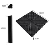 Luci LED Esagonali x 2 e Piastrelle Ventilate per Pavimento Garage con Bordi - 165 Nere & 60 Grigie
