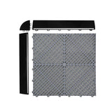 Luci LED Esagonali x 2 e Piastrelle Ventilate per Pavimento Garage con Bordi - 165 Grigie & 60 Nere