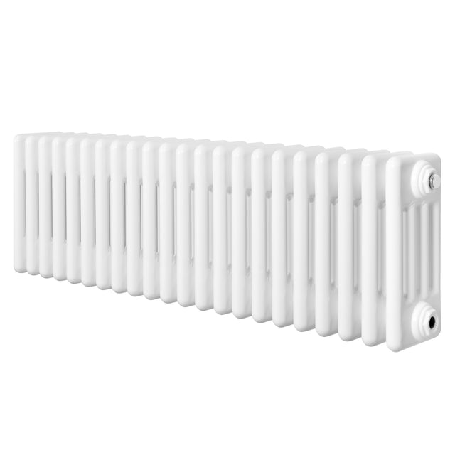 Radiatore tradizionale a 4 colonne, 300 x 1010 mm, finitura bianca lucida, design elegante e linee classiche per riscaldamento efficace