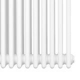 Radiatore tradizionale a 4 colonne, 300 x 1010 mm, finitura bianca lucida con superficie liscia e design elegante e funzionale