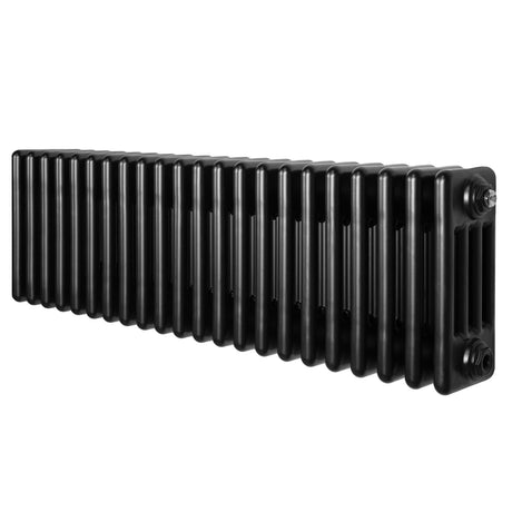 Radiatore tradizionale a 4 colonne, 300 x 1010 mm, finitura nera lucida, design elegante e linee pulite, ideale per riscaldamento domestico