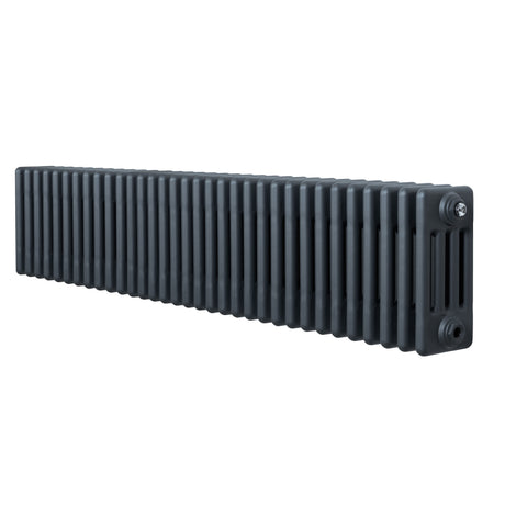 Radiatore tradizionale a 4 colonne, 300 x 1505 mm, in grigio antracite, con finitura liscia e design elegante per riscaldamento efficace
