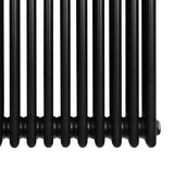 Radiatore tradizionale a 4 colonne, 300 x 1505 mm, finitura nera lucida, design elegante e linee pulite, ideale per riscaldare ambienti