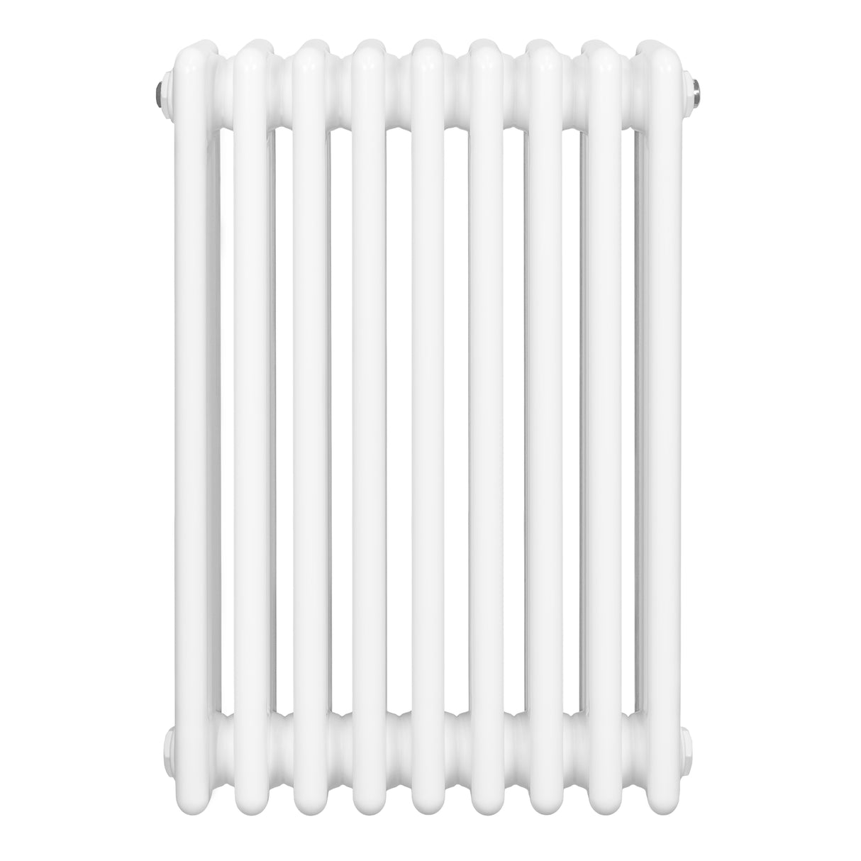 Radiatore tradizionale a 4 colonne, 600 x 425 mm, finitura bianca lucida, con tubi rotondi e design elegante e classico