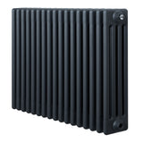 Radiatore tradizionale orizzontale a 4 colonne, colore antracite, con finitura liscia e design elegante, dimensioni 600 x 785 mm