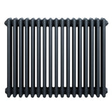 Radiatore tradizionale orizzontale a 4 colonne, 600 x 785 mm, in elegante finitura antracite, con superficie liscia e design classico