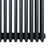 Radiatore tradizionale a 4 colonne orizzontali, finitura antracite opaca, design elegante e linee pulite, ideale per ambienti moderni