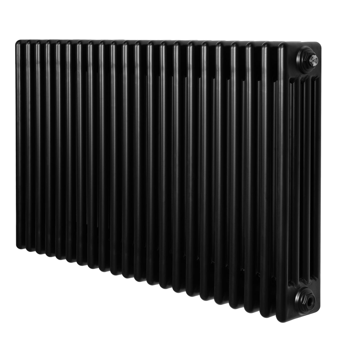 Radiatore tradizionale orizzontale a 4 colonne, 600 x 1010 mm, finitura nera opaca, design elegante e linee moderne