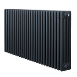 Radiatore tradizionale orizzontale a 4 colonne, 600 x 1190 mm, finitura antracite, con superficie liscia e linee eleganti