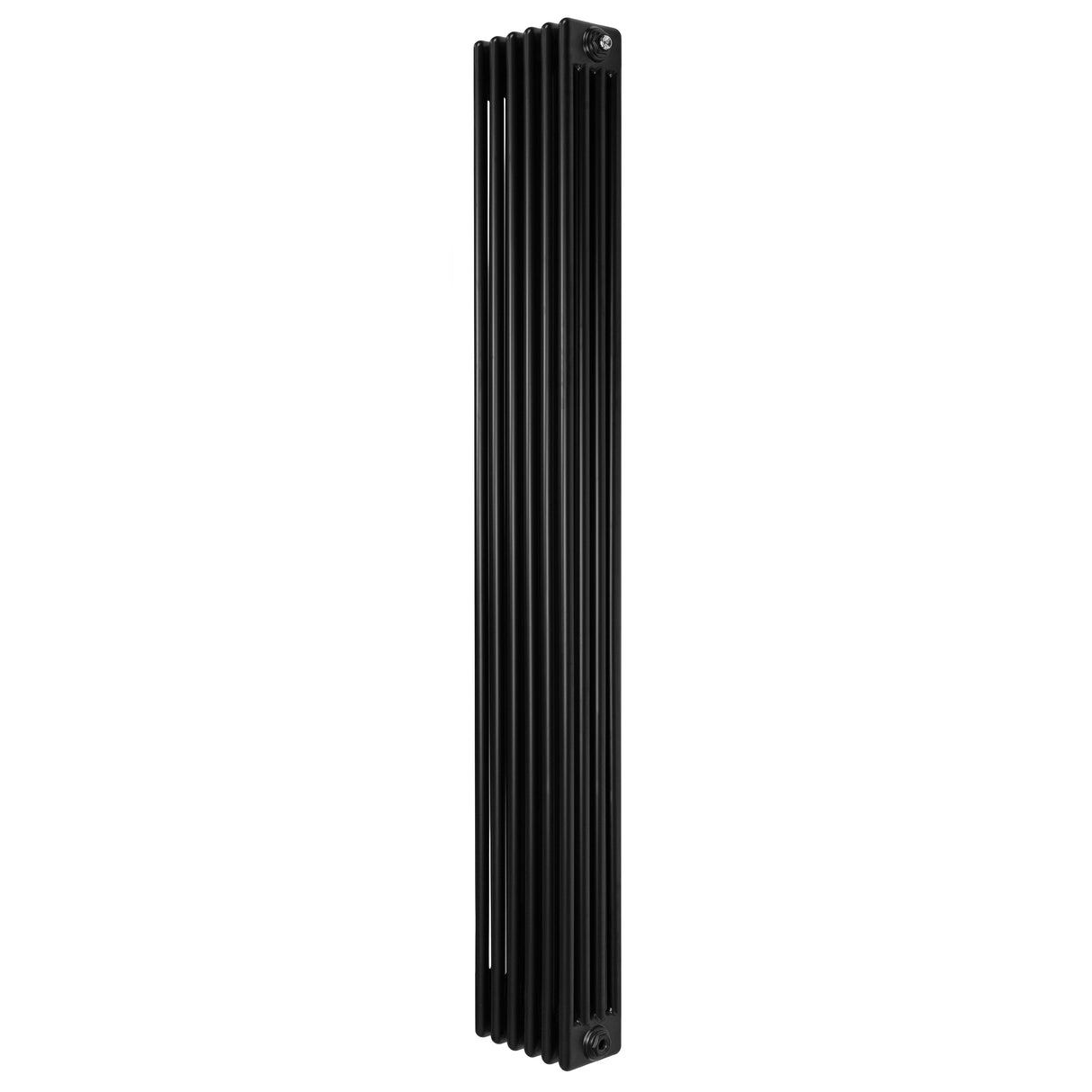 Radiatore tradizionale verticale a 4 colonne, 1800 x 290 mm, finitura nera opaca, design elegante e lineare, ideale per riscaldamento moderno