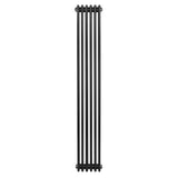 Radiatore tradizionale verticale a 4 colonne, 1800 x 290 mm, finitura nera opaca, design elegante e lineare, ideale per riscaldare ambienti