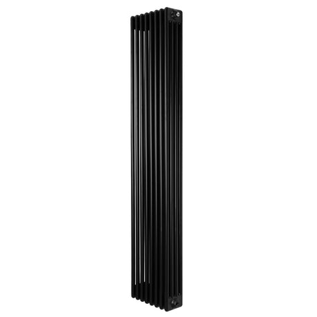 Radiatore tradizionale verticale a 4 colonne, 1800 x 380 mm, finitura nera opaca, design elegante e lineare, ideale per riscaldamento moderno