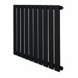 Radiatore piatto a colonna singola orizzontale, 600 x 700 mm, finitura nera opaca, design elegante con barre verticali sottili