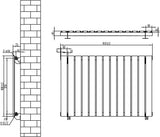 Radiatore piatto a colonna singola orizzontale antracite, dimensioni 600 x 910 mm, con finitura liscia e linee moderne