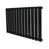 Radiatore piatto a colonna singola orizzontale 600 x 910 mm, finitura nera opaca, design moderno con barre sottili e linee eleganti